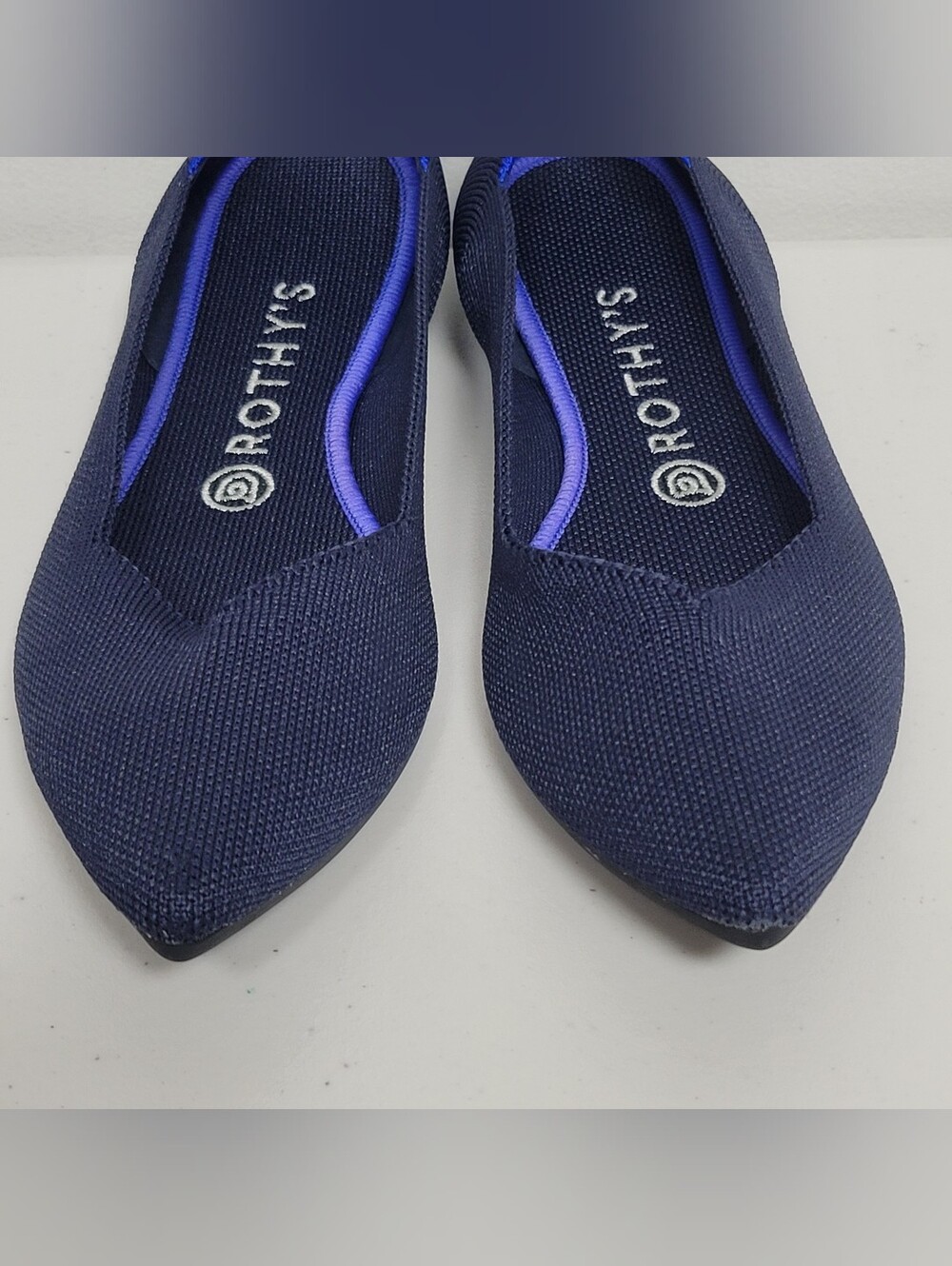 Rothy's The Point Navy Blue Knit Pointed Toe Flats Size 9. - Picture 10 of 12